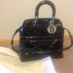 DIOR cannage Granville patent leather handbag